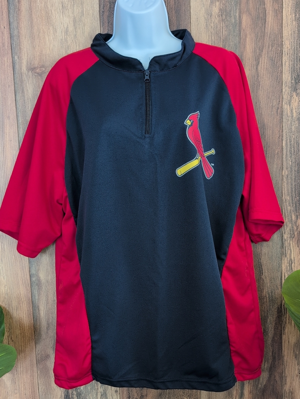 St Louis Cardinals 1/4 Zip Short Sleeve Unisex Jersey Shirt XL AC128